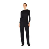 Pleated long sleeve boatneck top - T04LS_Black