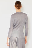 Pleated long sleeve boatneck top - T04LS_Gray